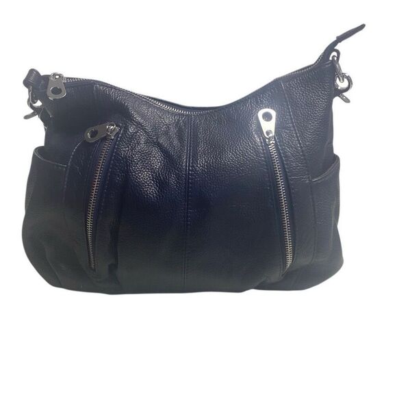 HESHE Women’s Pebble Leather Blue Designer Tote Shoulder Bag 11.5X4X8 - Picture 1 of 10